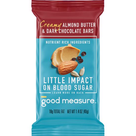 Good Measure Bars, Almond Butter & Dark Chocolate - 4G Net Carbs, 8g Protein - Nutrient-Rich Low Carb Snack, Keto Friendly Food - Little Impact on