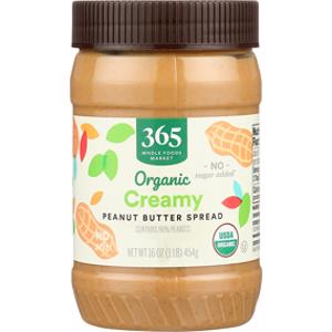 365 Organic No Sugar Creamy Peanut Butter Spread