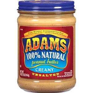Adams Unsalted 100% Natural Creamy Peanut Butter