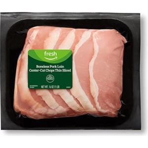 Amazon Fresh Boneless Pork Loin Center-Cut Chops Thin Sliced