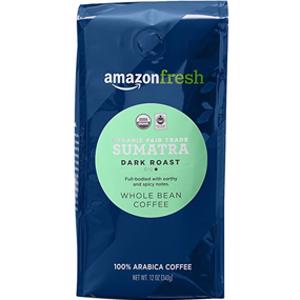 Amazon Fresh Organic Sumatra Dark Roast Whole Bean Coffee