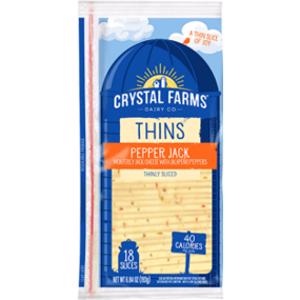 Crystal Farms Thins Pepper Jack Cheese Slices