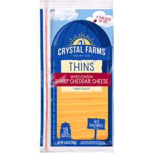 Crystal Farms Thins Sharp Cheddar Cheese Slices