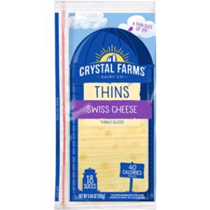 Crystal Farms Thins Swiss Cheese Slices