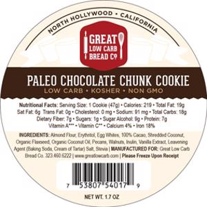 Great Low Carb Bread Co. Chocolate Chunk Paleo Cookie