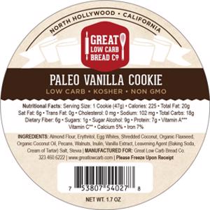 Great Low Carb Bread Co. Vanilla Paleo Cookie