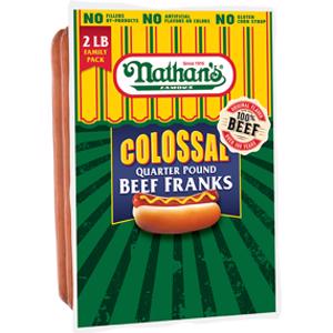 Nathan's Famous Colossal Quarter Pound Beef Hot Dogs
