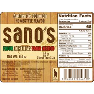 Sano's Authentic Sonoran Street Taco Flour Tortillas