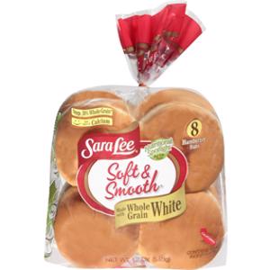 Sara Lee Soft & Smooth Whole Grain White Hamburger Buns
